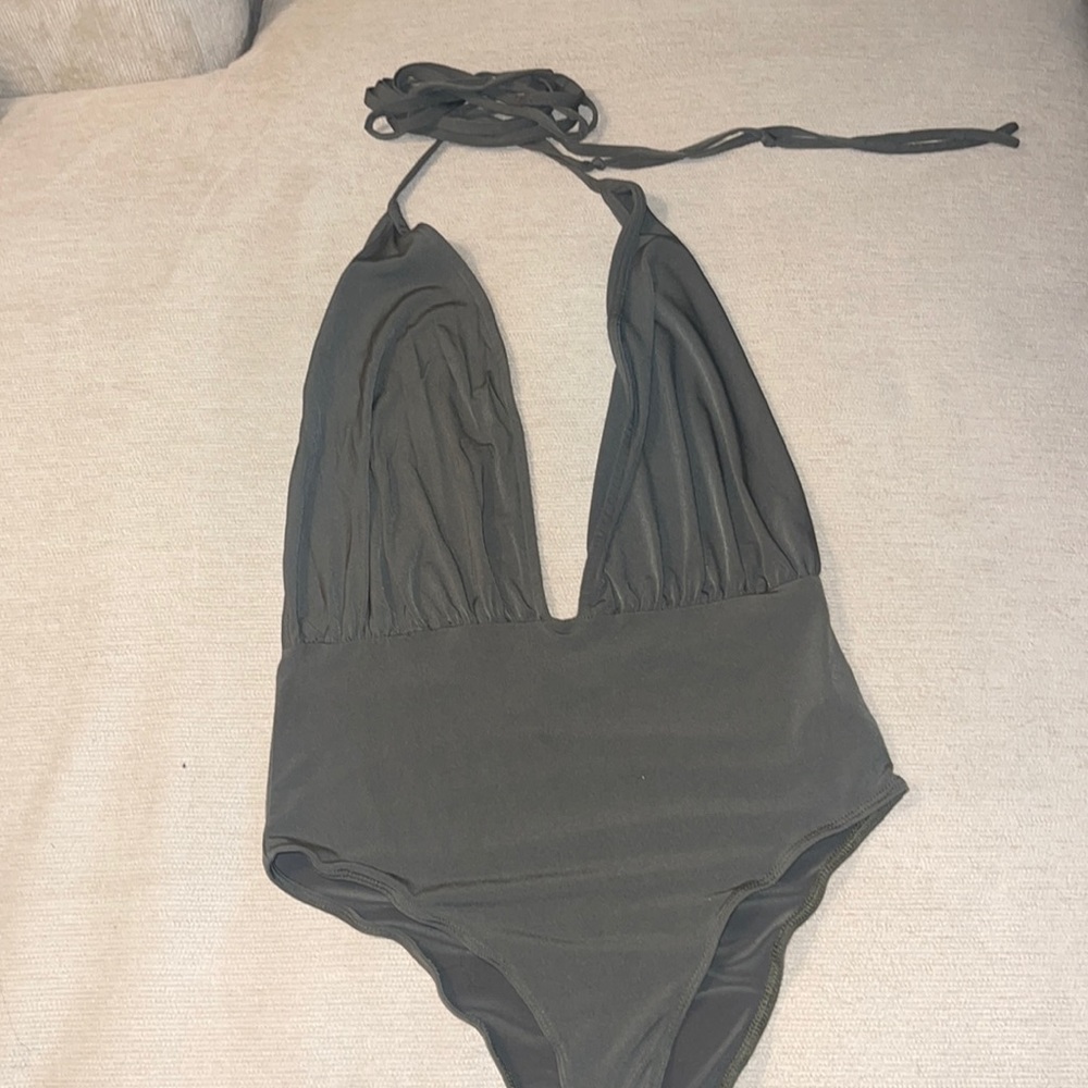 Misguided olive green size 4 bodysuit